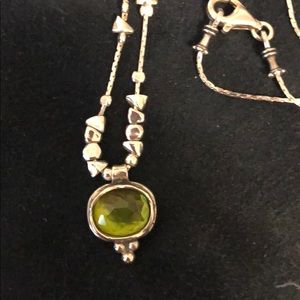 Retired Silpada .925 Necklace with Green Pendant